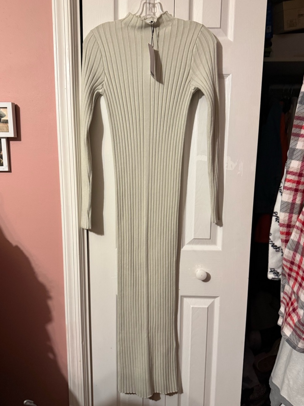 Bershka Ribbed Maxi Dress in Sage Green